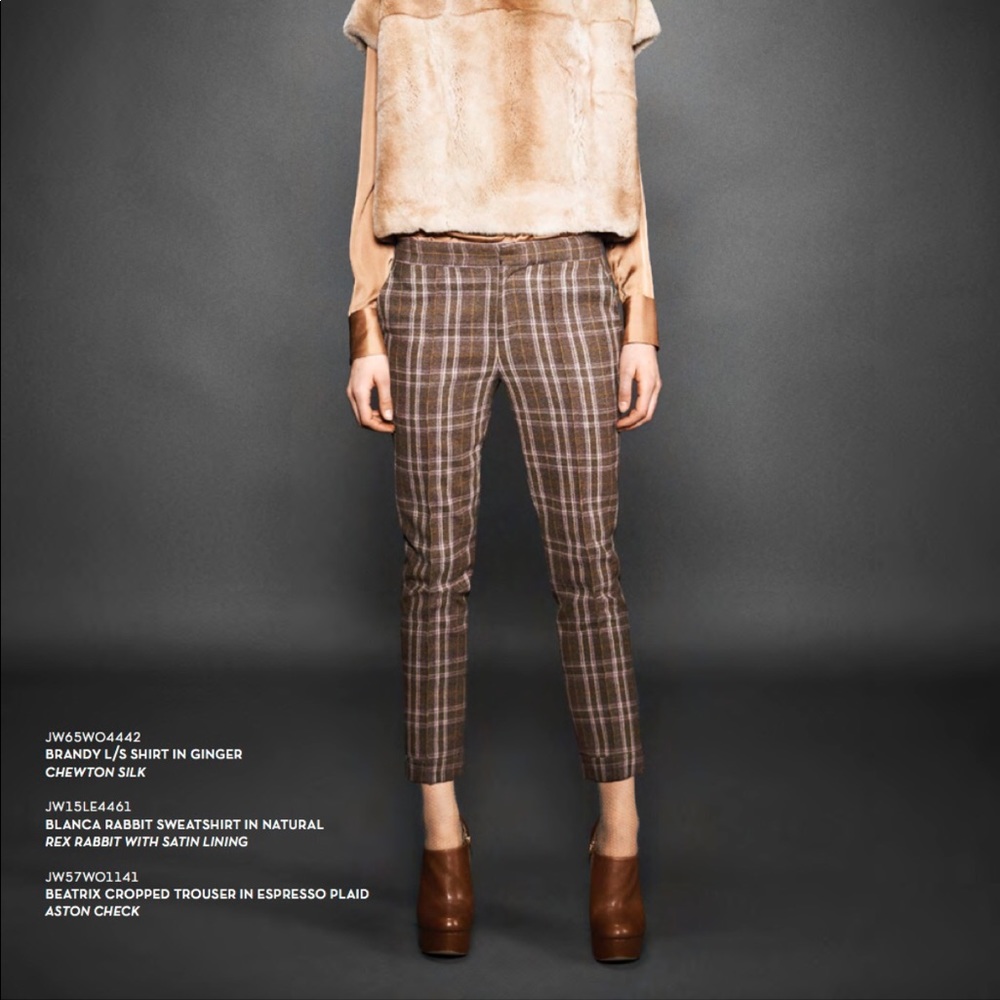 J Brand Beatrix Cropped Trousers Espresso Plaid